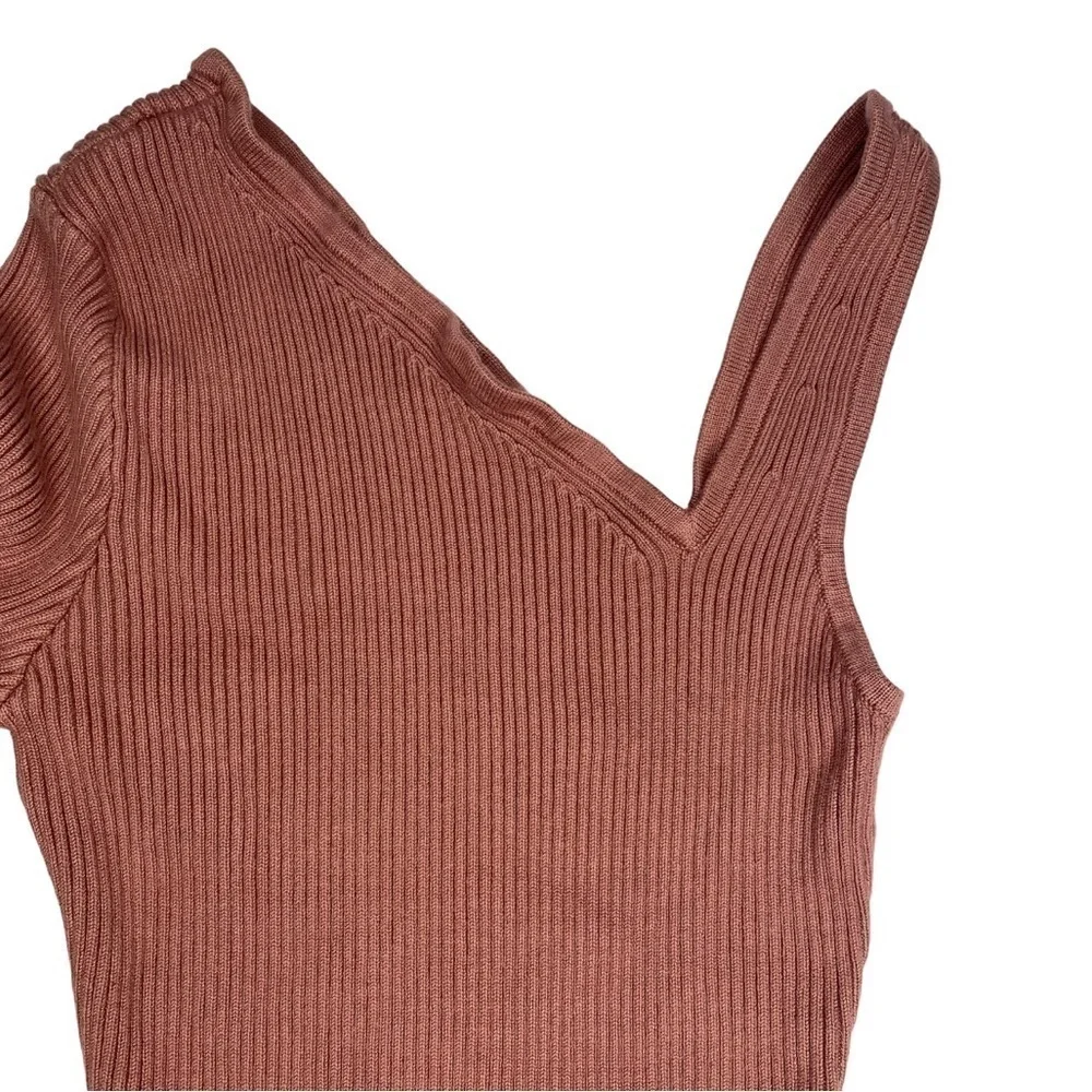 Abercrombie and Fitch Asymmetrical Dusty Rose Mauve Knit Bodysuit Sz Sm